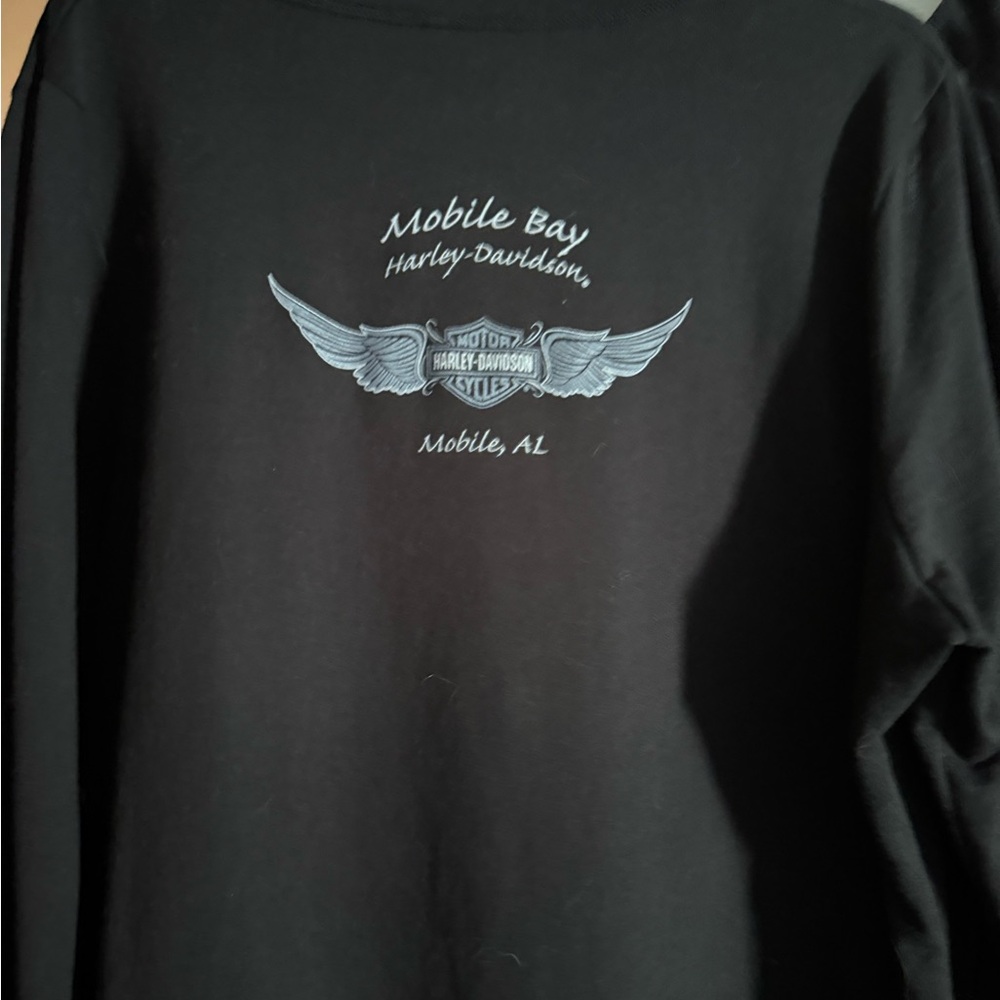 Harley-Davidson Women’s Long Sleeve with Blue and Red Graphics - Picture 2 of 3